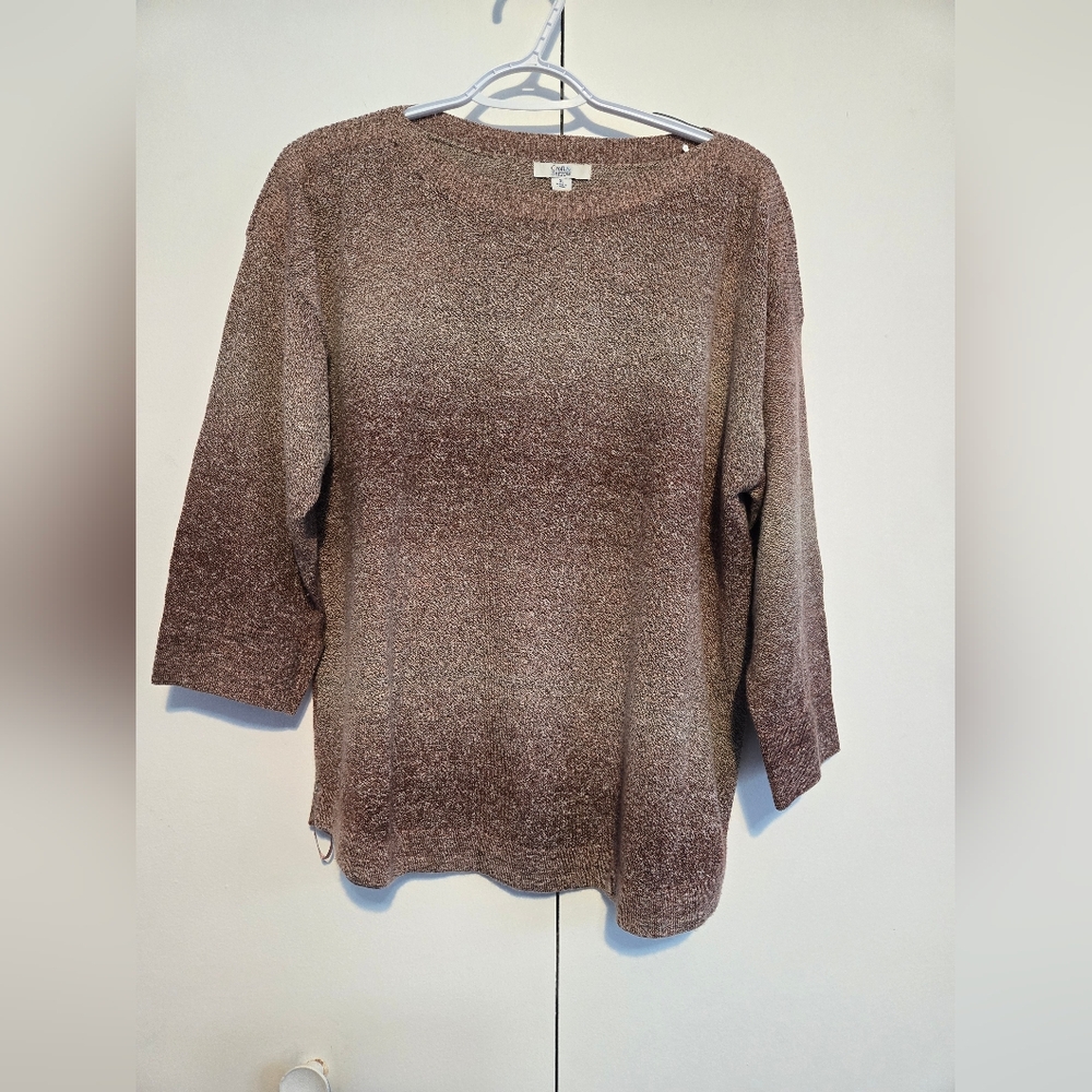 Croft & Barrow Women's Purple/Mauve 3/4 Sleeve Gradient Sweater